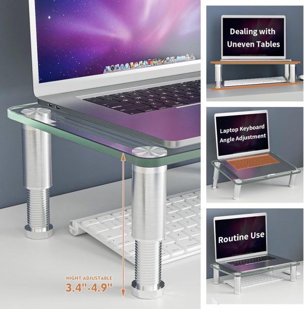 2 Pack Computer Monitor Riser with Height Adjustable Multi Media Desktop Stand for Flat Screen LCD LED TV, Laptop/Notebook/Xbox One - Image 2