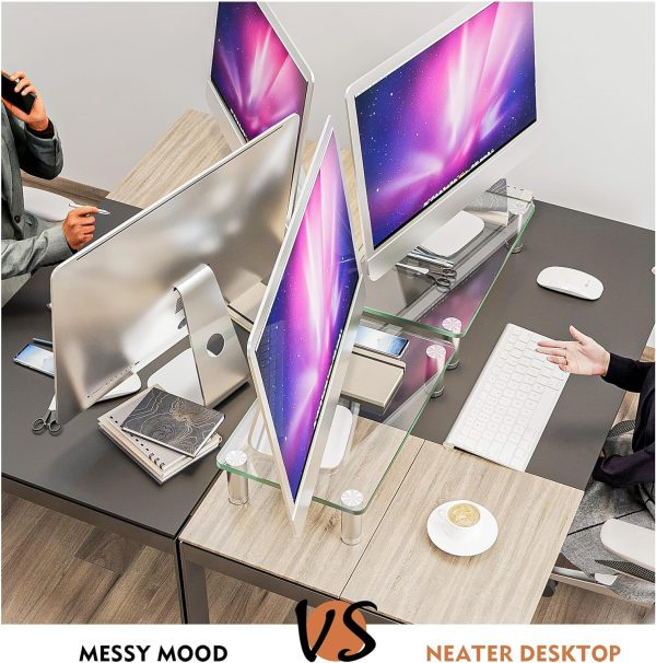 2 Pack Computer Monitor Riser with Height Adjustable Multi Media Desktop Stand for Flat Screen LCD LED TV, Laptop/Notebook/Xbox One - Image 3