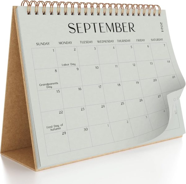 Aesthetic Desk Calendar 2025 - Runs from August 2024 until June 2026 - Beautiful Small 2024-2025 Flip Desktop Calendar for Easy Organizing