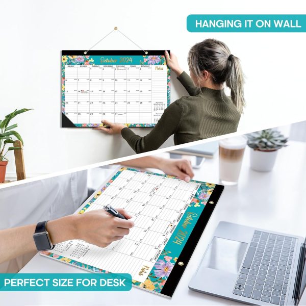 Desk Calendar 2025, 21 Months Calendar Runs from October 2024 to June 2026 - Large 17" x 12" Desktop/Wall Monthly Calendar for Home School, or Office - 2025 New Edition, Floral Pattern - Image 7
