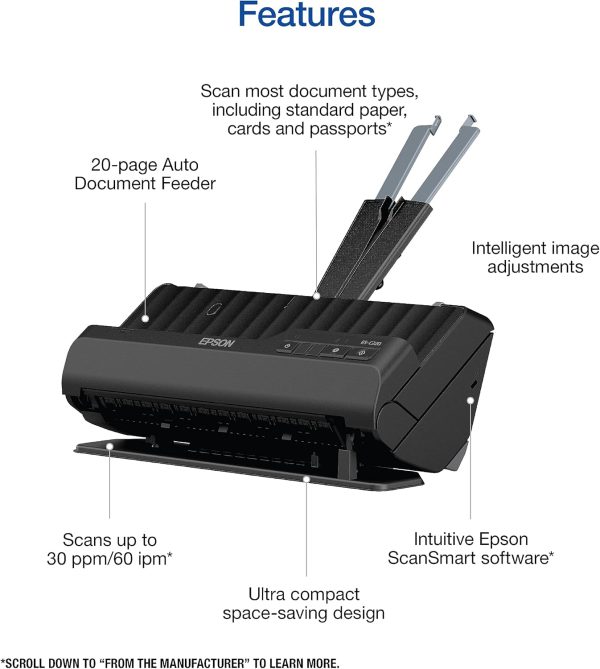 Epson Workforce ES-400 II Color Duplex Desktop Document Scanner for PC and Mac, with Auto Document Feeder (ADF) and Image Adjustment Tools, ES-400 II - Image 3