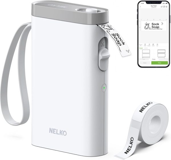 Nelko Label Maker Machine with Tape, P21 Bluetooth Label Printer, Wireless Mini Label Makers with Multiple Templates for Organizing Office Home, White