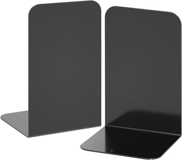 VFINE Bookends 1 Pair, Bookends for Shelves, Metal Black Book Ends for Shelves, Book Ends for Heavy Books, Book Shelf Holder for Home Office
