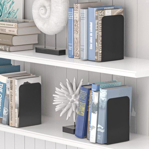 VFINE Bookends 1 Pair, Bookends for Shelves, Metal Black Book Ends for Shelves, Book Ends for Heavy Books, Book Shelf Holder for Home Office - Image 6